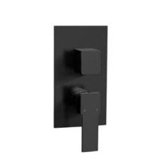 Matte Black Contemporary Built In Three Way Shower Diverter, Rough-In Valve Included